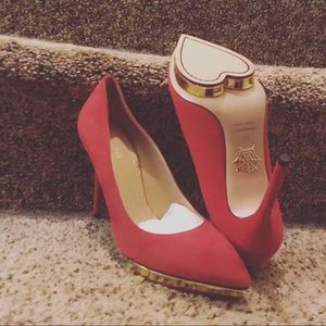 charlotte olympia pumps high heels red shoes